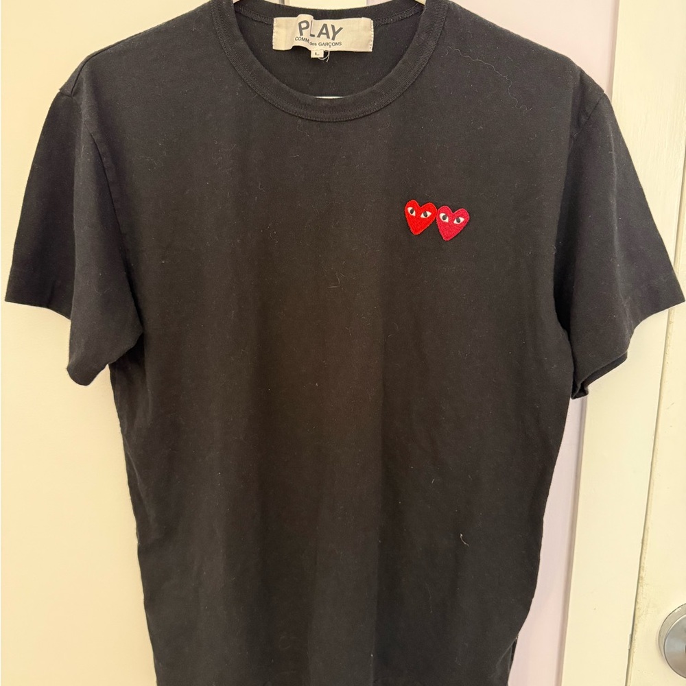 Comme des Garçons PLAY Black T-Shirt Double Heart